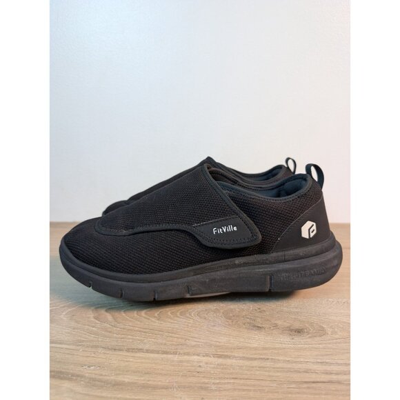 FitVille Marca Diabetic Shoes Mens Size 14 W Wide Black Hook And Loop Comfort - Picture 7 of 11